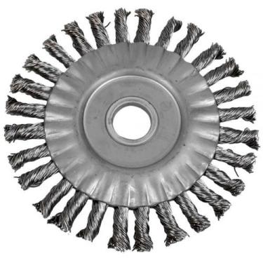 Imagem de Escova De Aço Rotativa Trançada Para Esmerilhadeira 4.12  X 14  Furo 7