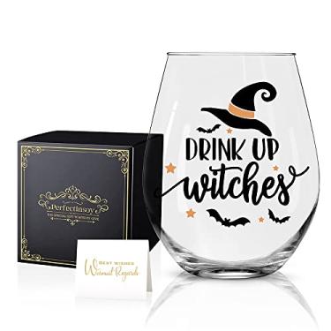 Imagem de Perfectinsoy Copo de vinho divertido Drink Up Witches, Taça de vinho para Halloween, Dia das Bruxas, Presente divertido para ele, ela, mãe, esposa, chefe, irmã