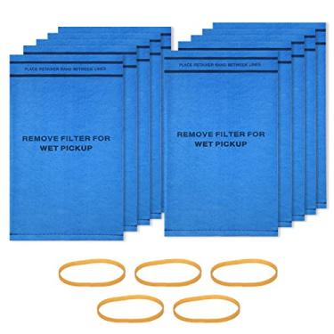 Imagem de Saco de filtro Wet Dry WS01025F2 para oficina Craftsman Aspiradores de pó 9-16949 9-38737 WS0250VA WS0500VA Fit MultiFit VF2000 - 10 pacotes + 5 faixas de retenção