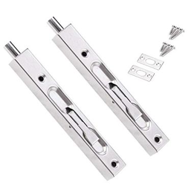 Imagem de 2 peças de bloqueio de parafuso de porta embutido – trava de porta de segurança oculta de 20 cm para portas francesas, portas compostas, portas de madeira, portas duplas, portas de manequim, parafuso