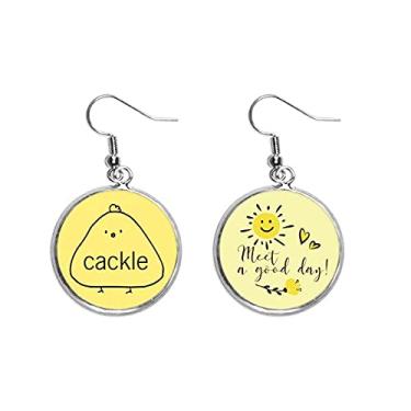 Imagem de Brinco de flor de sol com pingente de orelha de pintinho de animação, Medium, Metal