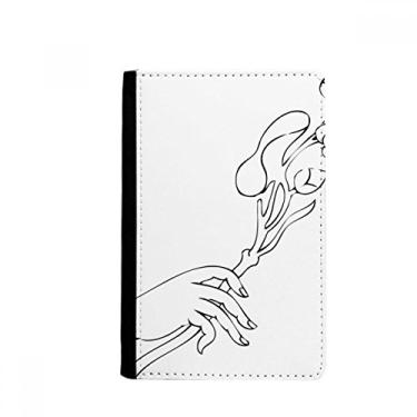 Imagem de Capa para passaporte com estampa de desenho de linha de flores da cultura Notecase Burse carteira porta-cartões, Multicolor