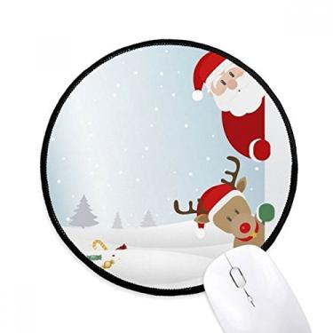 Imagem de DIYthinker mas Papai Noel Alce Peep Ano Novo Mouse Pad desktop escritório tapete redondo para computador