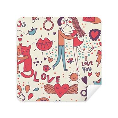 Imagem de Love Couple Flower Plant Paint Glasses Limpador de tela de camurça pacote com 2