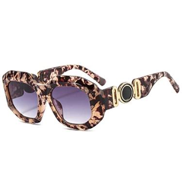 Imagem de Óculos de sol redondos de luxo gradiente feminino designer armação grossa óculos de sol superdimensionados uv400 óculos de sol hip hop, flor c3 cinza, tamanho único