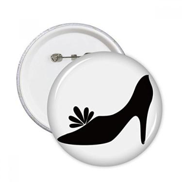 Imagem de Salto alto preto padrão flor contorno pinos redondos crachá botão emblema acessório decoração 5 peças