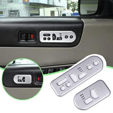 Imagem de PIUGILH Capa de painel de ajuste de assento com botão de memória para Hummer H2 2003-2007, moldura de painel de ajuste de botões de assento com memória de carro, 2 peças (prata)