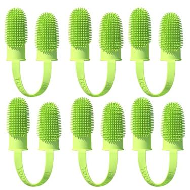 Imagem de Myweyde Escova de Dentes de Dedos Duplos, 6 Pcs Creative Convenient Cat Toothbrush Finger, Escova de Dedos para Cães Pequenos (Grass yellow)