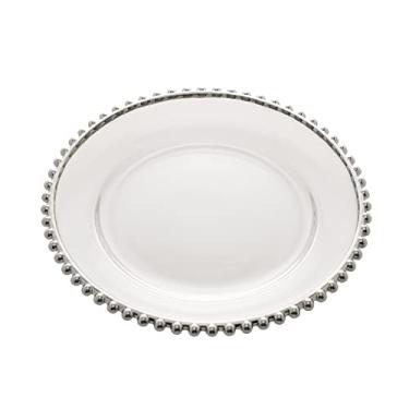 Imagem de WOLFF - Prato de Cristal com Borda Prata 20cm - Linha Pearl