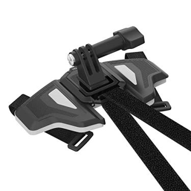 Imagem de LAURAG GP-HBM-MT2-YH atualizado montagem de capacete de motocicleta ângulo dobrável ajustável substituição de suporte de queixo para GoPro Hero 10/9/8 ação Osmo câmera esportiva acessório