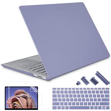 Imagem de Lepeoac Para laptop Microsoft Surface 2/3/4/5 de 13,5 polegadas com descanso de mão Alcantara APENAS modelos versão 2018-2022: 1769/1867/1958/1959, capa rígida de plástico com capa de teclado, cinza lavanda
