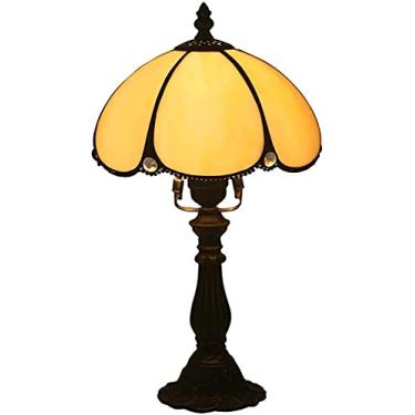 Imagem de Candeeiro de mesa 8''estilo Tiffany abajur luz noturna amarelo meia curva abajur de vidro feito à mão americano abajur para mesa de centro escritório E27 marriage