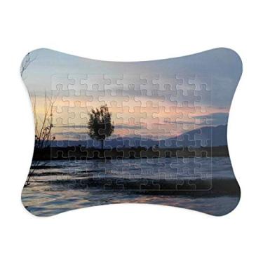 Imagem de Moldura de quebra-cabeça para fotografia Sunset Beach Jogo de cartas de papel Casa