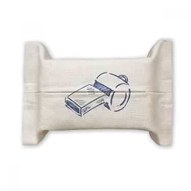 Imagem de Apito de futebol de desenho animado azul, suporte de capa de papel para lenços faciais, saco de linho de algodão