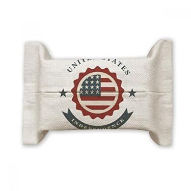 Imagem de USA Shied Independent Day America Suporte de capa de papel para lenços faciais Bolsa de linho de algodão