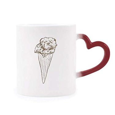 Imagem de Caneca sensível ao calor com desenho de chocolate crocante, caneca vermelha de grés que muda de cor