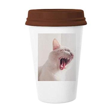 Imagem de Caneca de foto de gato feroz branca de animal copo de cerâmica copo copo de café