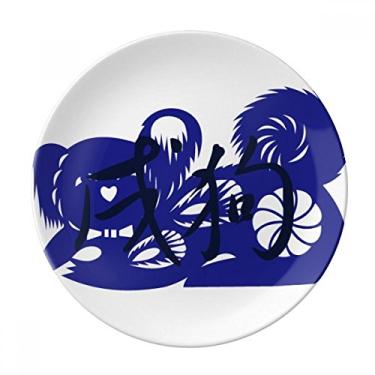 Imagem de Prato decorativo do zodíaco da China Ano Novo de Cão Animal de Porcelana Salver Prato de jantar