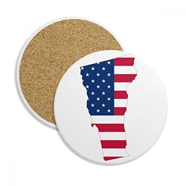 Imagem de Caneca de porta-copos Vermont com mapa de estrelas e listras em formato de bandeira de porta-copos com pedra absorvente de proteção de mesa