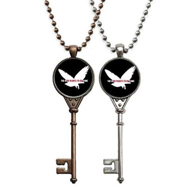 Imagem de OFFbb-USA Colar com pingente de chaveiro The Bird Wants to Go Home para decoração de casal