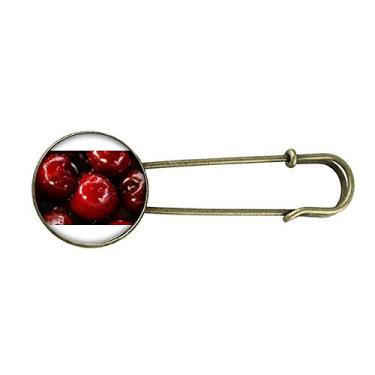 Imagem de Broche de metal retrô de cereja com imagem de frutas vermelhas temperadas