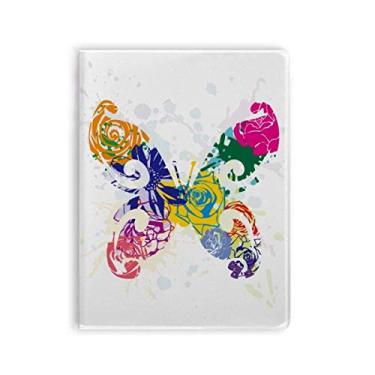 Imagem de Caderno de borboletas coloridas com estampa floral, grafite, capa de goma