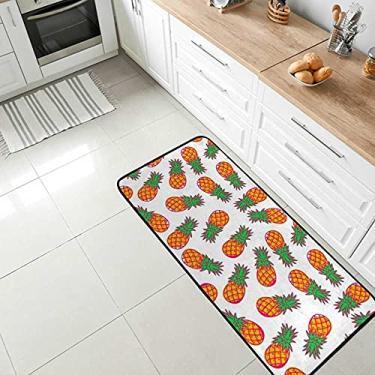 Imagem de Tapete para área de conforto, fofo, abacaxis, laranja, antiderrapante, tapete para cozinha, tapete antifadiga para sala de jantar, lavanderia, escritório, corredor, 99 x 50 cm