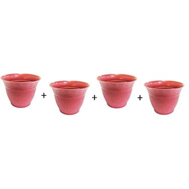 Imagem de Kit com 4 Mini Vaso Redondo Telha 200Ml 6X8cm de Plástico