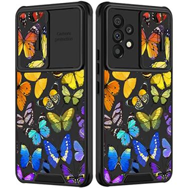 Imagem de Goocrux Capa para Samsung Galaxy A53 5G borboleta feminina menina bonita capa de telefone borboletas coloridas design animal estética com capa de câmera deslizante capas de moda para Galaxy A53 6,5 polegadas