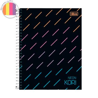 Imagem de Caderno Colegial Neon Kori 80 folhas coloridas Tilibra