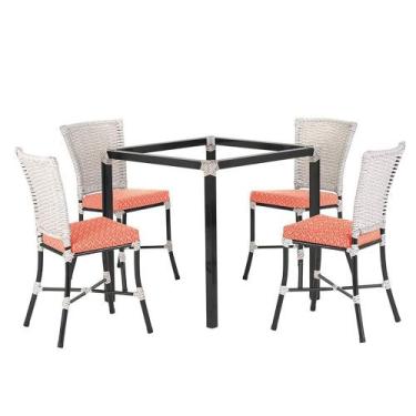 Imagem de Sala De Jantar 1 Mesa Quadrada Sem Tampo Com 4 Cadeiras Em Aluminio In
