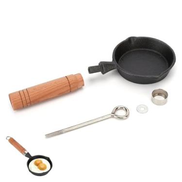 Imagem de Beufee Mini frigideira antiaderente para ovo e omelete, ferro fundido, compatível com indução, antiaderente