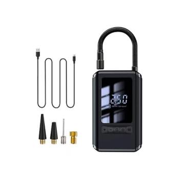 Imagem de Compressor de ar portátil SHARK BLUE com inflador de pneu mini com bateria recarregável de 4000 mAh, sem fio 150 PSI, luz de emergência LED, para carro bicicleta motocicleta bola