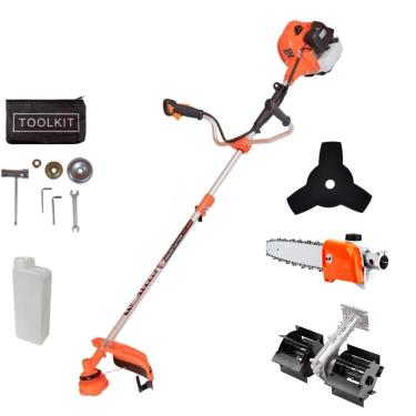 Imagem de Kit Completo Roçadeira Profissional a Gasolina 65CC, 3HP, Enxada Rotativa, Motopoda/Motosserra de Extensão, Eficiência Garantida, Ideal para Diversas Tarefas de Jardinagem, Segurança e Durabilidade