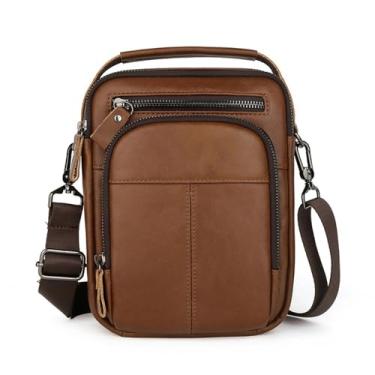 Imagem de Bolsa de Mão Masculina em Couro Bolsa de Ombro em Pele de Vaca Bolsa Mensageiro Bolsa Transversal para Trabalho com Alça de Ombro Ajustável (B)