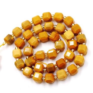 Imagem de Malahill Contas de pedra facetada natural por para fabricação de joias vendidas por saco, 5 fios, cubo interno, cinza, amarelo, Mookaite 6 mm