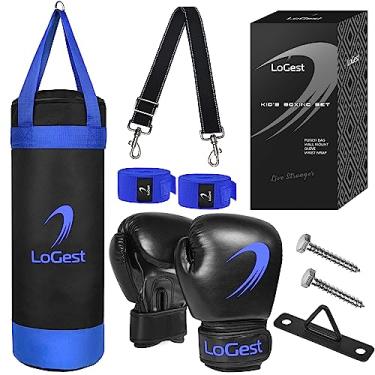 Imagem de LoGest Saco de boxe para crianças – Adequado para crianças de 3 a 8 anos de idade – Luvas de boxe e envoltórios de mão incluídos – Bolsa de boxe para crianças para jovens boxe MMA Kickboxing Muay Thai Karatê