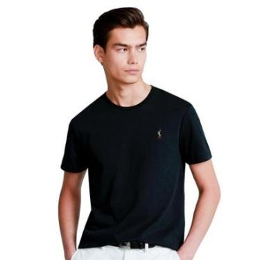 Imagem de Camiseta Ralph Lauren Masculina Custom Fit Coloured Logo Preta-Masculino