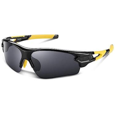 Imagem de Óculos de sol esportivos polarizados para homens mulheres jovens beisebol pesca ciclismo corrida golfe motocicleta óculos Tac UV400 (amarelo preto).