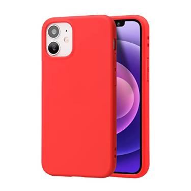 Imagem de technext020 Capa vermelha para iPhone 12 Mini, à prova de choque, ultrafina, de silicone, para iPhone 12 Mini, capa de borracha de gel macio TPU (poliuretano termoplástico) resistente a choque para Apple iPhone 12 Mini, vermelha