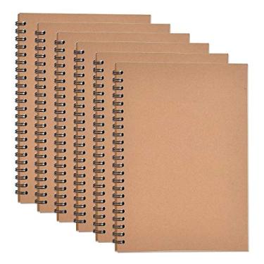 Imagem de Caderno de capa macia da Zelor com papel forrado 21 x 14 cm, cadernos em espiral - 120 páginas, 60 folhas - blocos de notas para viagens em casa e na escola, Kraft Cover