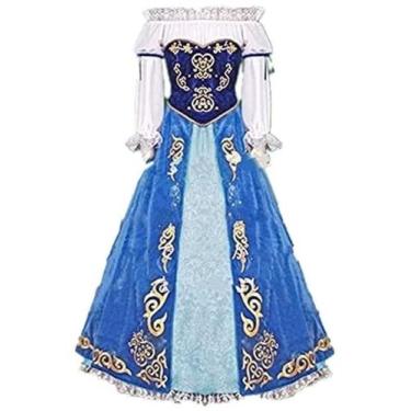 Imagem de Vestido azul de fantasia de princesa Aurora para mulheres, vestido de festa de Halloween, feito sob medida, Feminino GGG, One Size