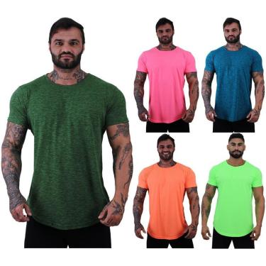 Imagem de Kit 5 Camiseta Longline MXD Conceito Slim Cores Básicas e Mescladas Lisas-Masculino