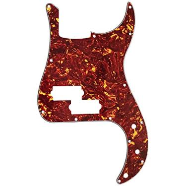 Imagem de sdhengyee 13 furos Precision Bass Pickguard P Bass Scratch Plate Fits American USA/Mexican Fender Precision Bass, 4Ply Vintage Tortoise