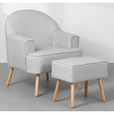 Imagem de Poltrona Capri com Puff - Cinza Neblina