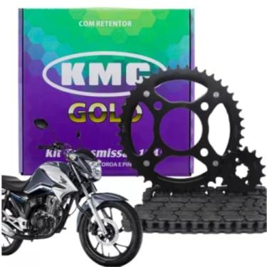 Imagem de Kit Relaçăo Transmissão Tração Cg Titan Fan 160 2016 a 2024 Com Retentor Kmc