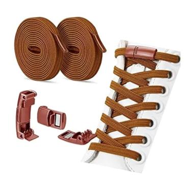 Imagem de Lock Shoe Laces Elastic No Tie Shoelaces Sneakers Shoelace Kids Adult Rubber Band Laces One Size Fits All Shoes(BROWN)