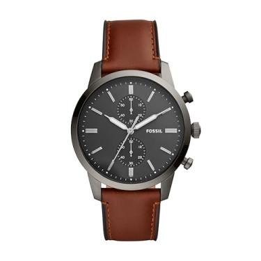 Imagem de Fossil Relógio Cronógrafo Masculino Townsman de Aço Inoxidável e Couro Casual Quartzo, Smoke Brown, One Size, Townsman - FS5522