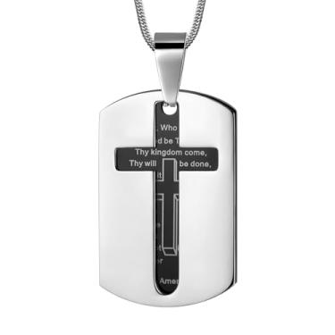 Imagem de Hipunk Colar com cruz e versículo da Bíblia – Colar masculino de aço inoxidável com pingente de cruz com cruz e cruz crucifixo de Filipenses Jesus colar giratório para mulheres, Aço inoxidável, Sem
