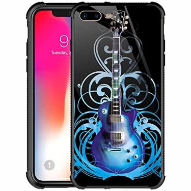 Imagem de Goodsprout Capa para iPhone 8 Plus com estampa de guitarra azul para meninas e meninos, design com estampa de imagem à prova de choque, antiarranhões, capa traseira rígida de policarbonato para Apple iPhone 7/8 Plus, 5,5 polegadas
